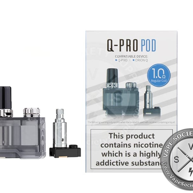 Orion Q Pro Replacement Pods by Lost Vape (Empty Pod - 1 Pcs) + (1.0 ohm coils - 2pcs)