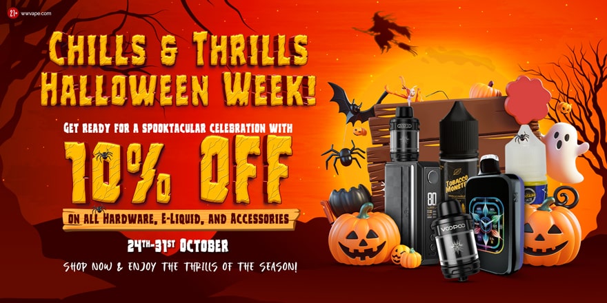 Halloween Sale at Worldwide Vape | 10% Off on all hardware, e-liquids, and accessories